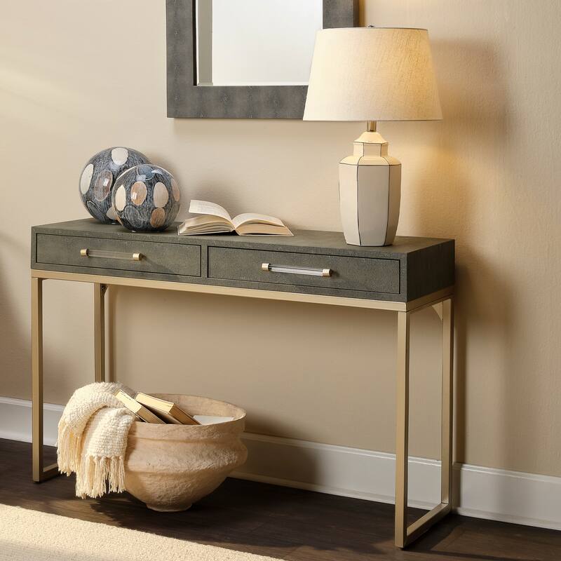 Alden Décor Brayden Faux Shagreen Console