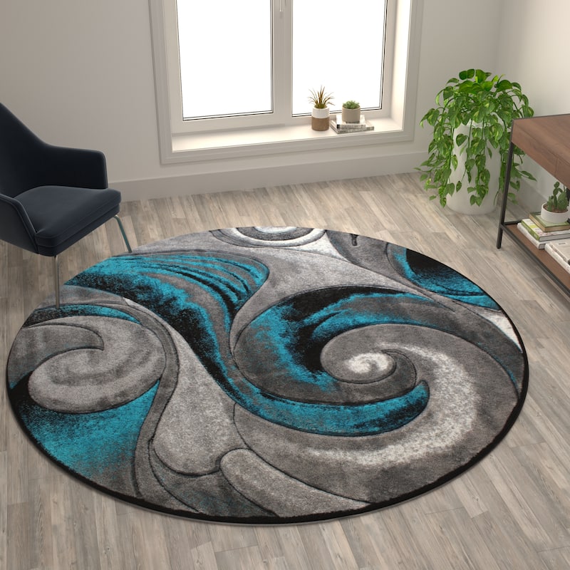 Modern Ocean Wave Design Olefin Indoor Area Rug