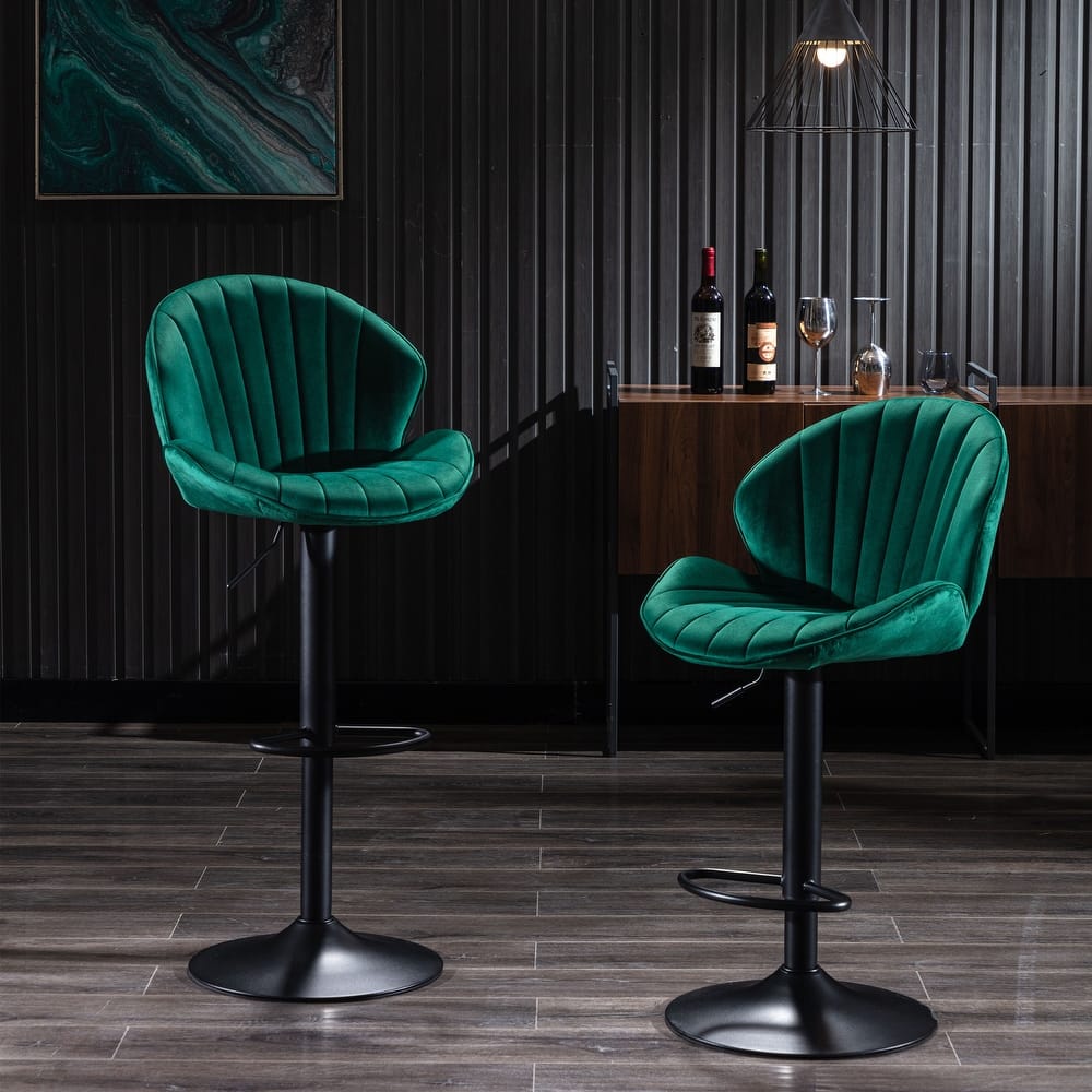 Swivel Bar Stools Set of 2, Adjustable Counter Height Barstools with Metal Base, Dining Chairs with Back and Footrest