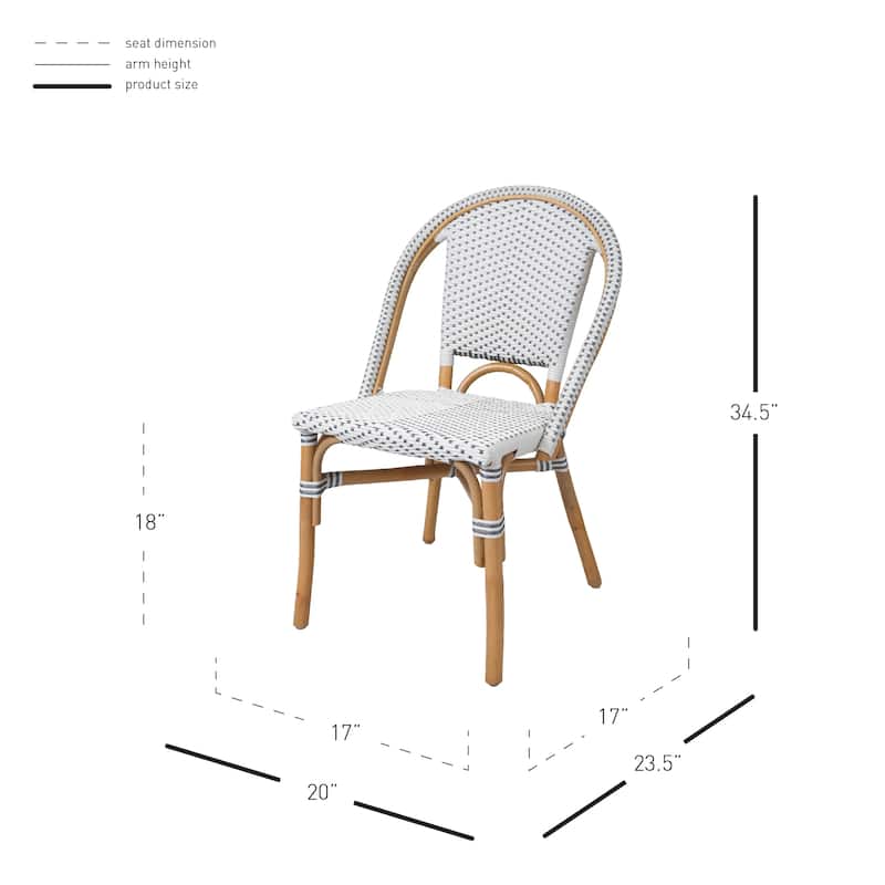 NPD Furniture Avignon Paris Rattan Bistro Dining Side Chair (Set of 2)