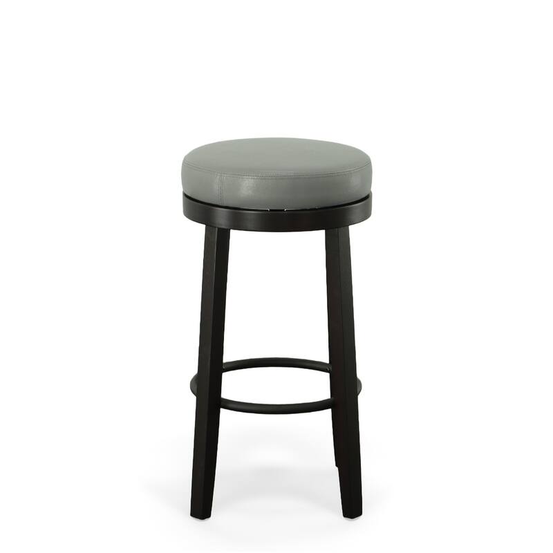 Faux Leather Swivel Bar Stools Set of 2 Finish Espresso Wood
