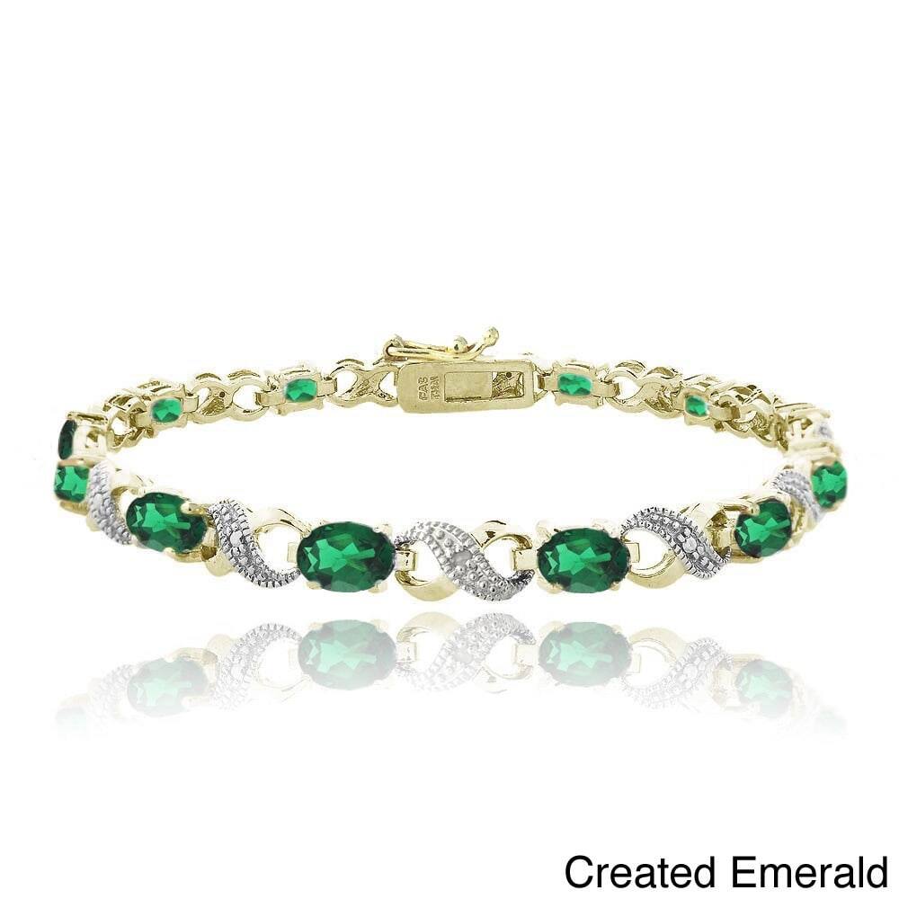 Glitzy Rocks Silvertone Gemstone and Diamond Infinity Link Bracelet
