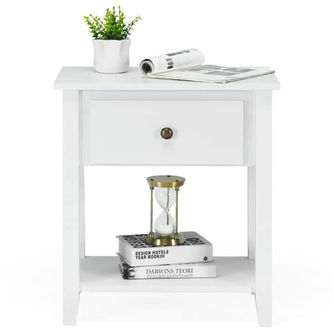 Nightstand Beside Sofa Table End Table with Drawer & Shelf - 15" x 22" x 24" (L x W x H)