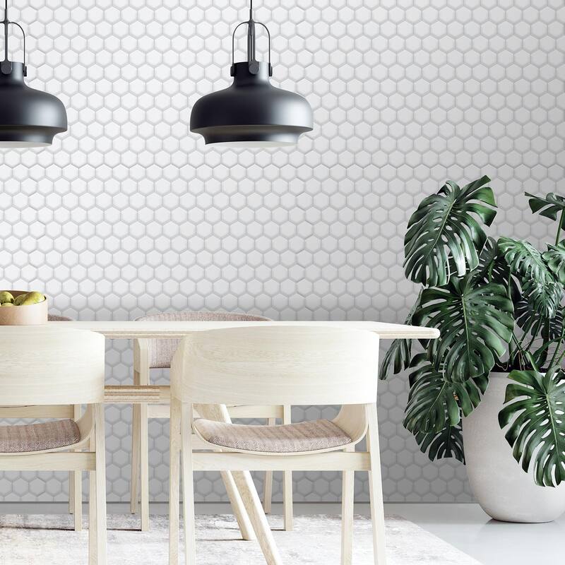 Walplus Classic White Glossy 3D Tile Sticker Peel and Stick Kitchen Backsplash