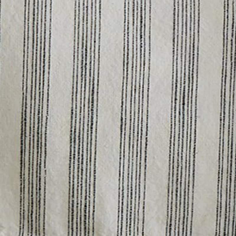 Set of 2 Black Check & Stripe on Beige Background Cotton Kitchen Dishtowels 26L x 18W in.