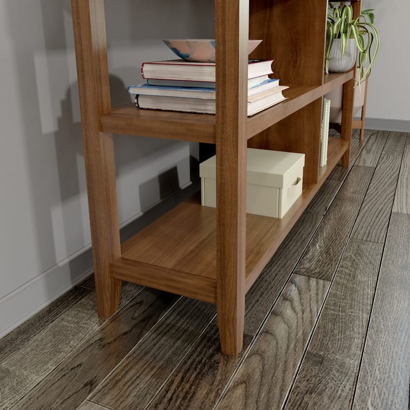 60-Inch High 5-Tier Zig-Zag Bookcase with Asymmetrical Shelves and Silver Metal Frame for Modern Display - 53.875