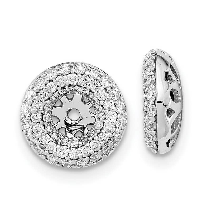 Curata 14k White Gold Diamond Earrings Jackets - 9x9mm Wide