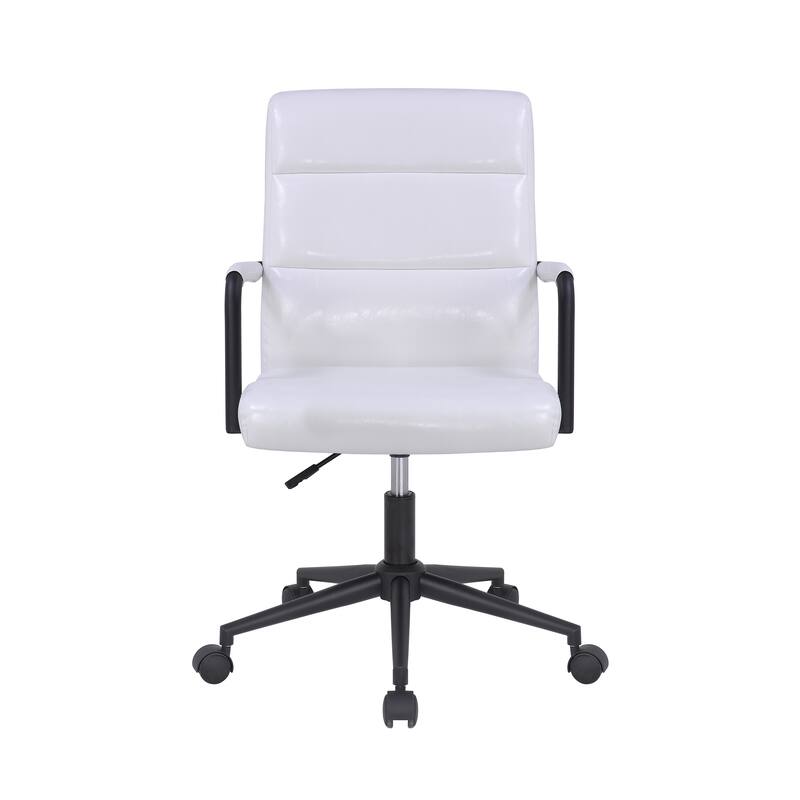 Porthos Home Pei Office Chair, Tufted PU Leather, Steel Swivel Base
