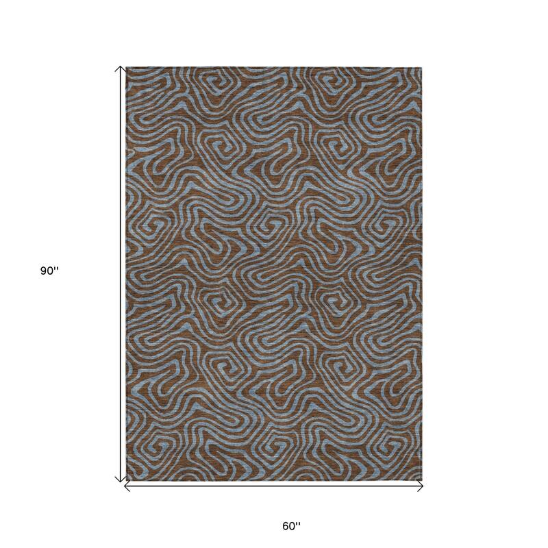 HomeRoots Abstract Transitional Rectangle Outdoor Rug