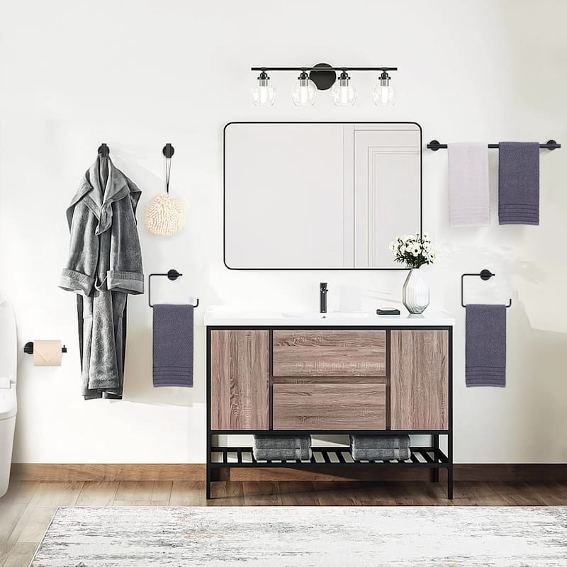 5 -Piece Bath Hardware Set with Double Towel Bar Towel Holder Set