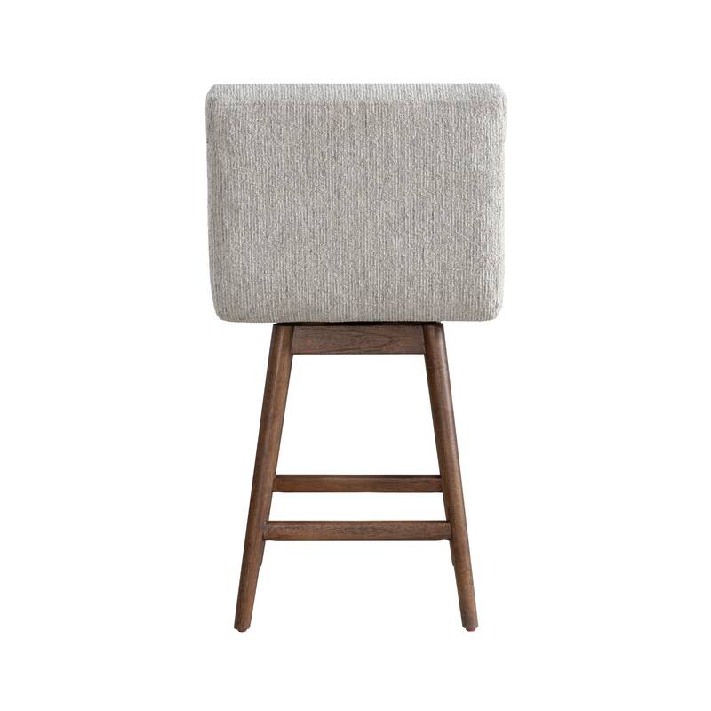Elias Modern Swivel Bar Stool, Upholstered Counter Stool with Solid Wood Frame