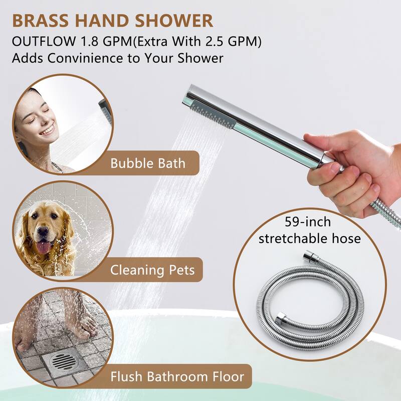 Bathtub Faucet Floor Mounted Free Standing Tub Filler W/Handheld