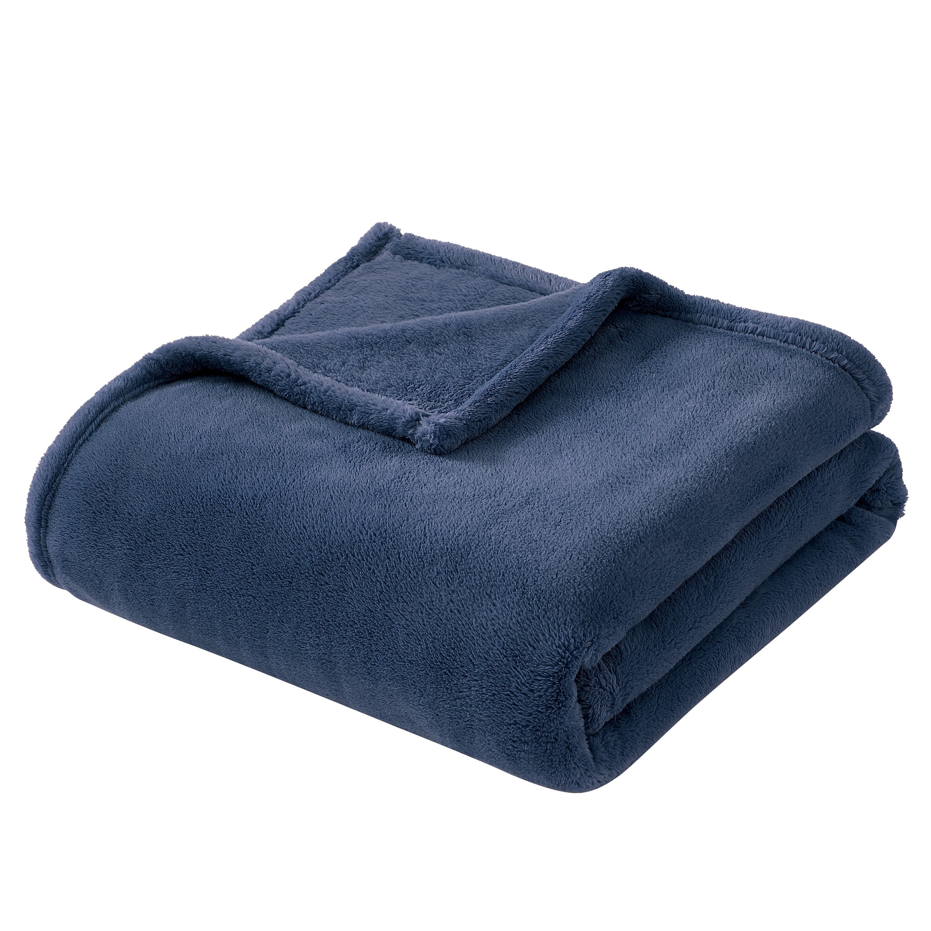 Indigo Ink Denim Navy Blue Soft Plush Faux Fur Polyester Throw