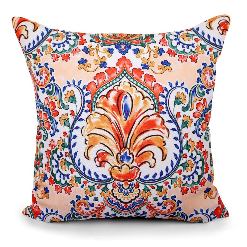 Indoor Outdoor Weatherproof Pillow with Insert - 18x18 | 12x20 | Inches - Orange/White-18