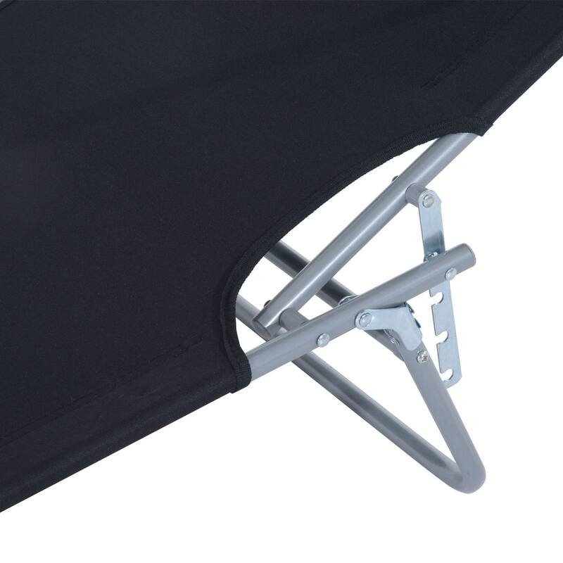 Outsunny Outdoor Lounge Chair, Adjustable Folding Chaise Lounge, Tanning Chair with Sun Shade for Beach, Camping, Hiking