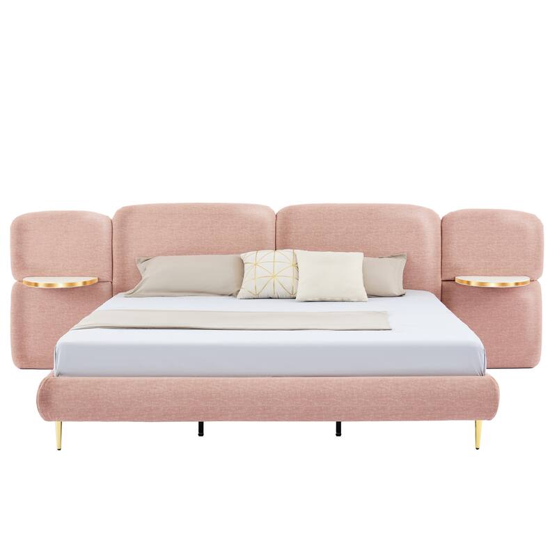 Christopher Knight Home - Thorne Upholstered Bed Frame with Headborad and 2 Side Panel Nightstands