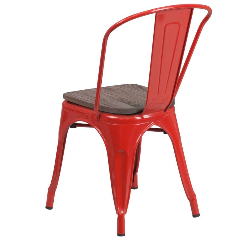 Wood Seat/ Galvanized Steel Stackable Chair (Set of 4) - 18"W x 20"D x 33"H
