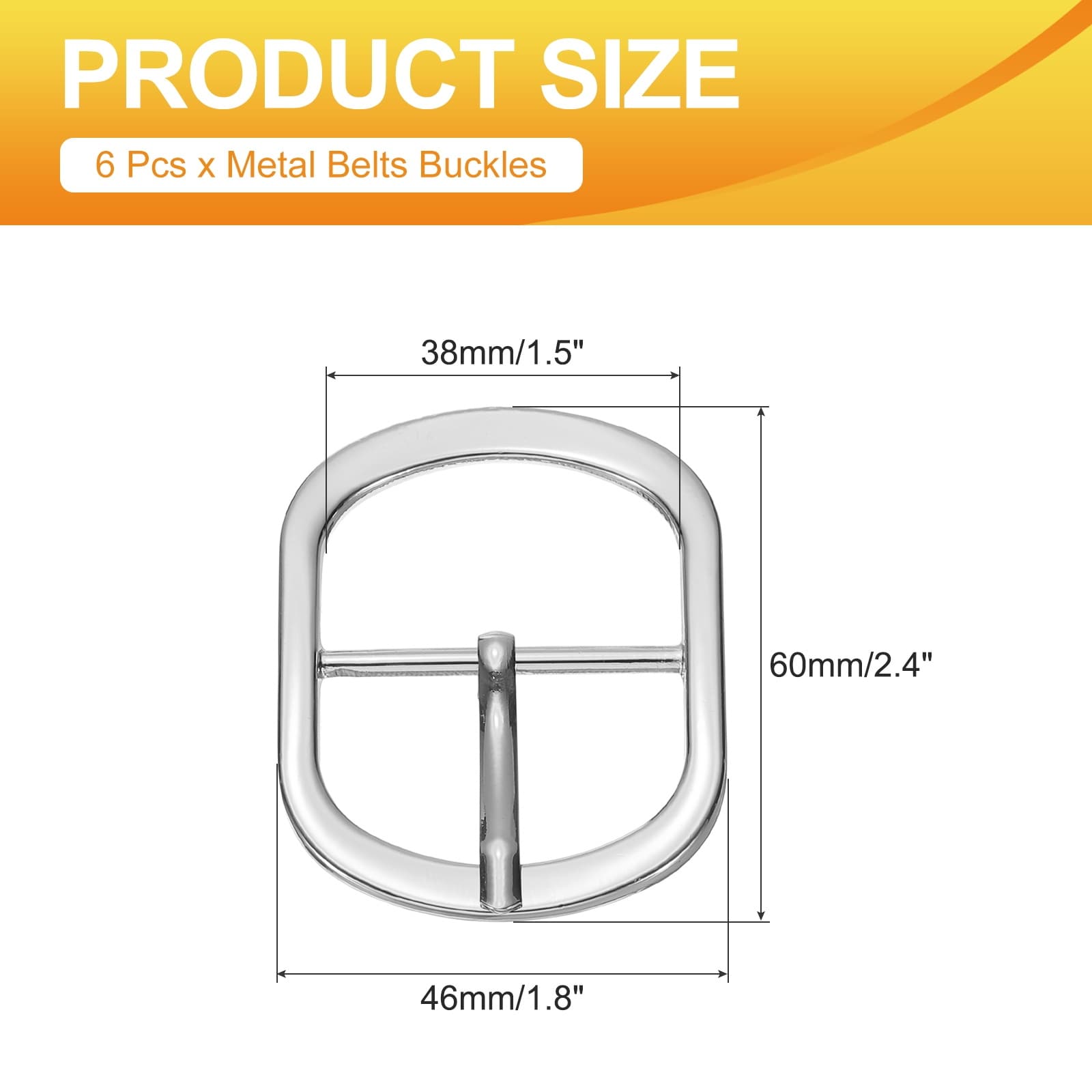 Single Prong Buckle, Metal Roller Oval Center Bar Belt Buckles - 0.6 Inch