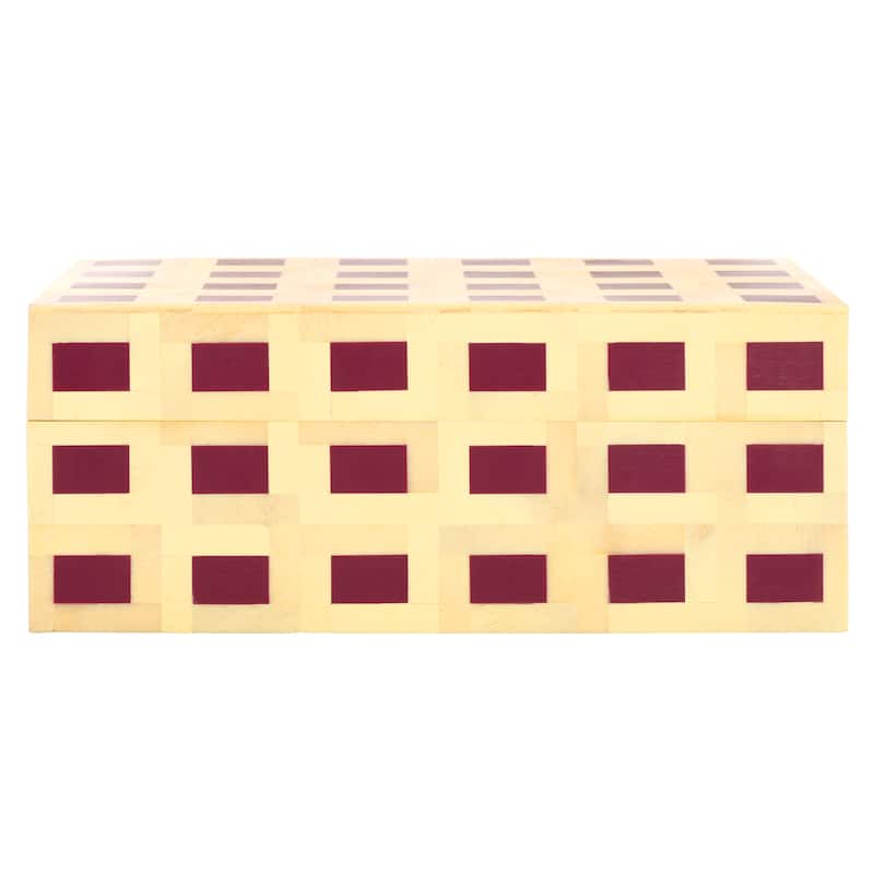 SAFAVIEH Home Sati Muted Yellow/Burgundy Resin Decorative Box Set of 2