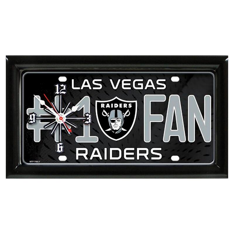 NFL Wall/Desk Analog Clock, #1 Fan with Team Logo - Las Vegas Raiders