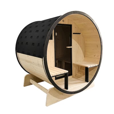 ALEKO Outdoor 3-5 Person Pine Wood Dry Wet Barrel Sauna with Heater and Roof