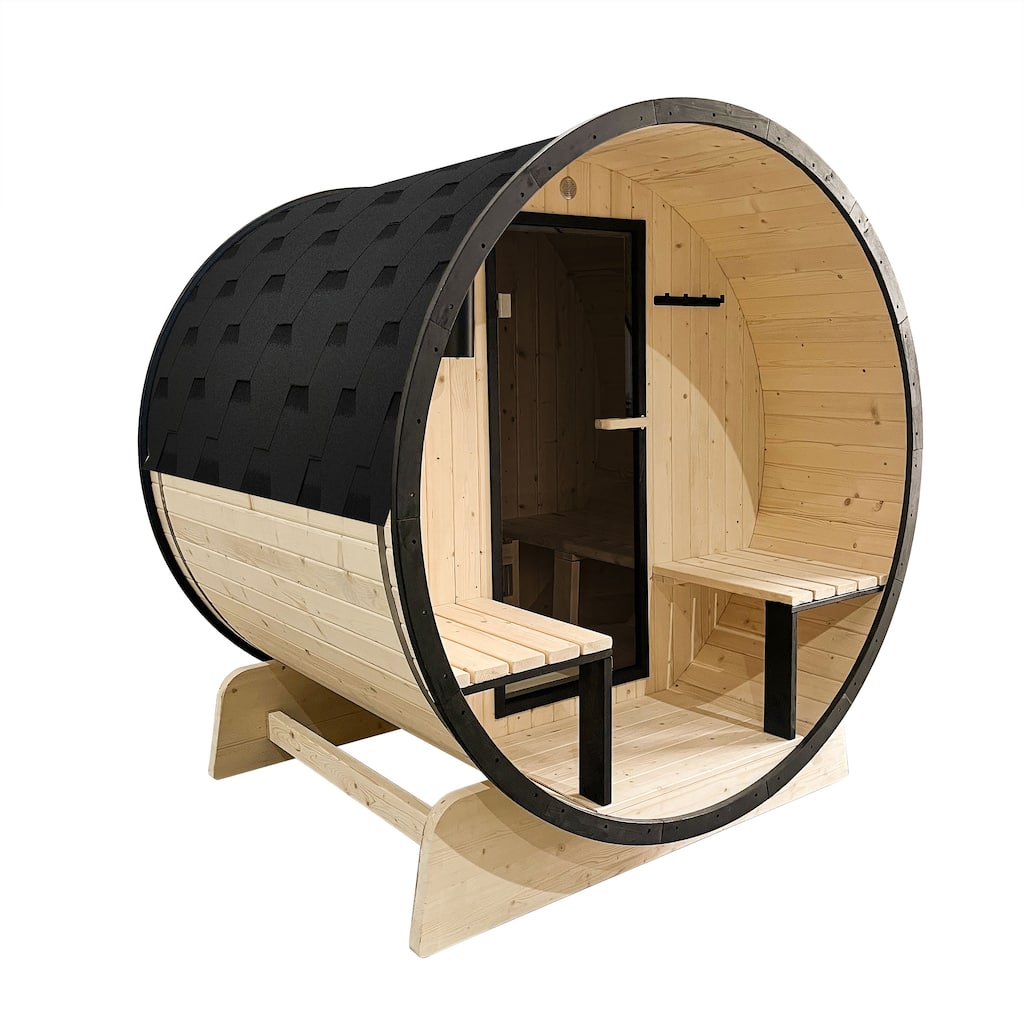 ALEKO Outdoor 3-5 Person Pine Wood Dry Wet Barrel Sauna with Heater and Roof