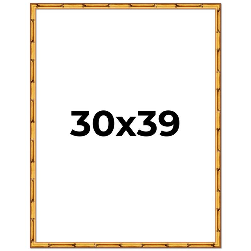 30x39 Frame Gold Bamboo Picture Frame Modern Photo Frame Includes UV Acrylic Shatter Guard Front Acid Free Foam Backing Board