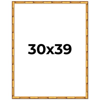 30x39 Frame Gold Bamboo Picture Frame Modern Photo Frame Includes UV Acrylic Shatter Guard Front Acid Free Foam Backing Board