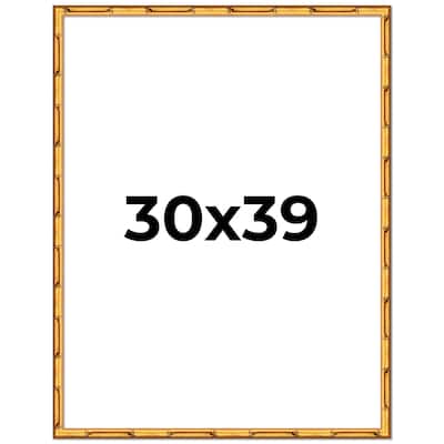 30x39 Frame Gold Bamboo Solid Wood Picture Frame | 1 Inch Moulding