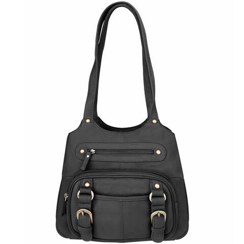 Womens Carry Purse Genuine Leather CCW Gun Handbag Shoulder Bag Tote - One Size