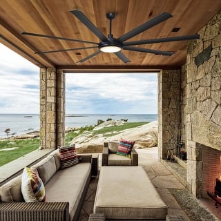 Parrot Uncle 75-Inch Modern Industrial 8-Blade Extra-Large Ceiling Fan with Light