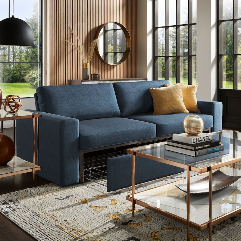 Soma Upholstered Sofa with 2 Hidden Metal Wire Storage Drawers by iNSPIRE Q Modern