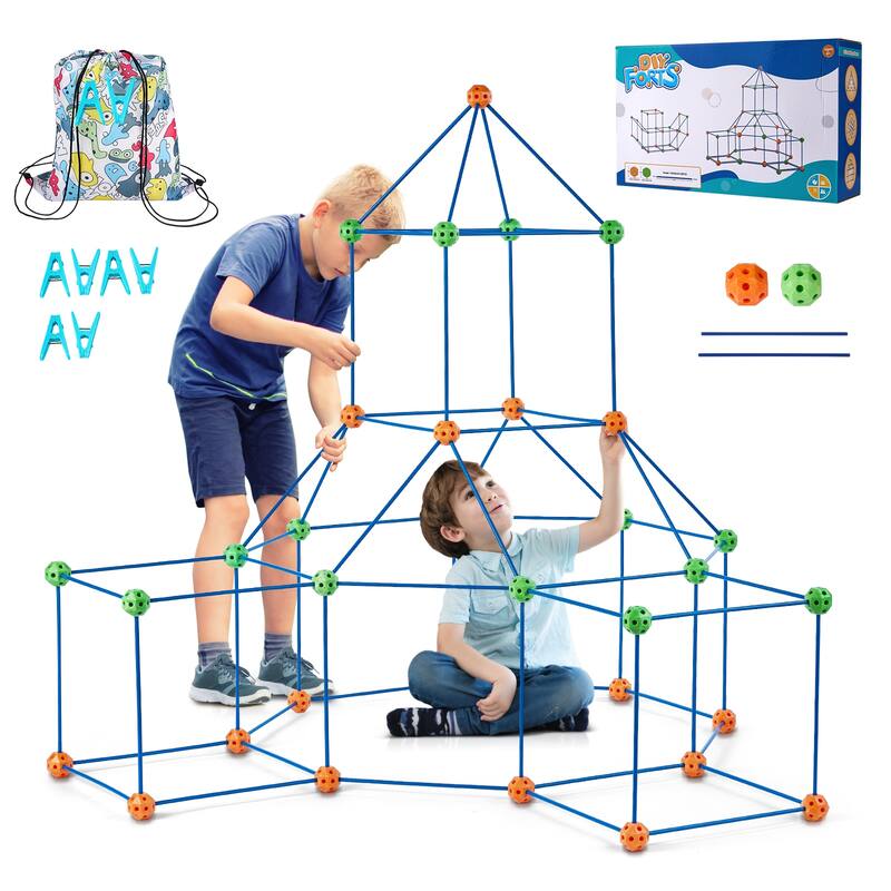 Fort Building Kit for Kids, Educational Gift for 4 5 6 7 8+ Year Old Boys & Girls, Indoor Outdoor Play Tent Construction Toys - 120PCS