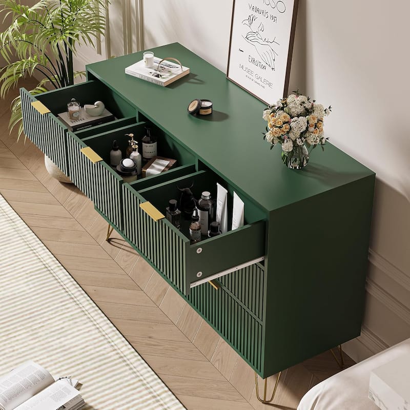 FURNIWAY Fluted Drawer Dresser for Bedroom