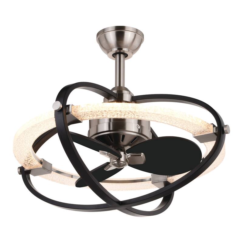 Vaxcel Lighting Galileo 22" 3 Blade LED Ceiling Fan with Remote - Satin Nickel / Black