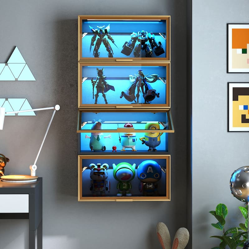 Anmytek Black Hanging Kitchen Pantry, Up-Flip Door Wall Mounted Spice Rack Storage Cabinet