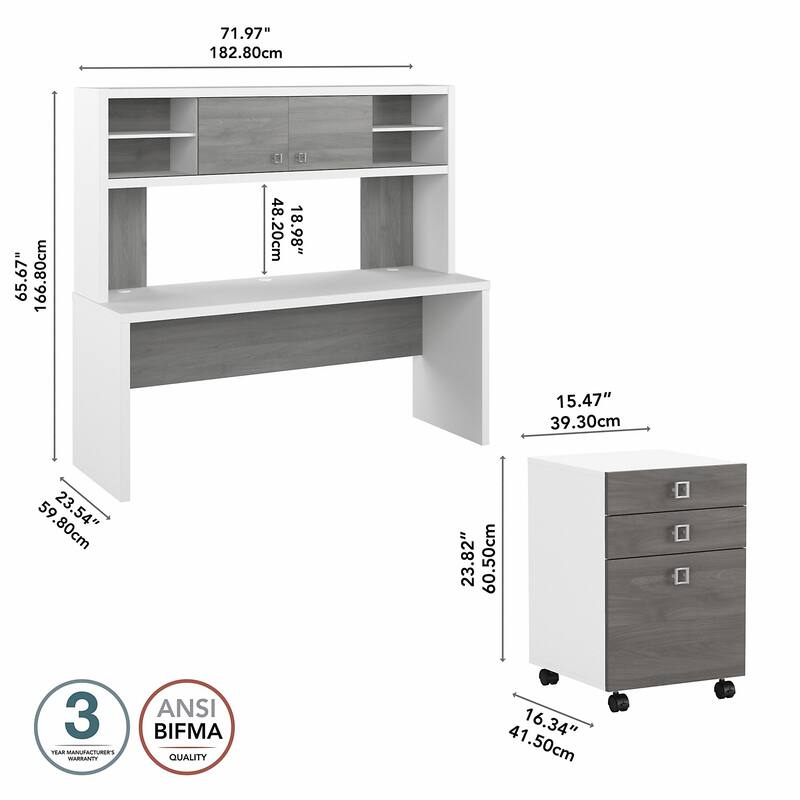 Echo 72W Computer Desk with Hutch & Drawers by Bush Business Furniture
