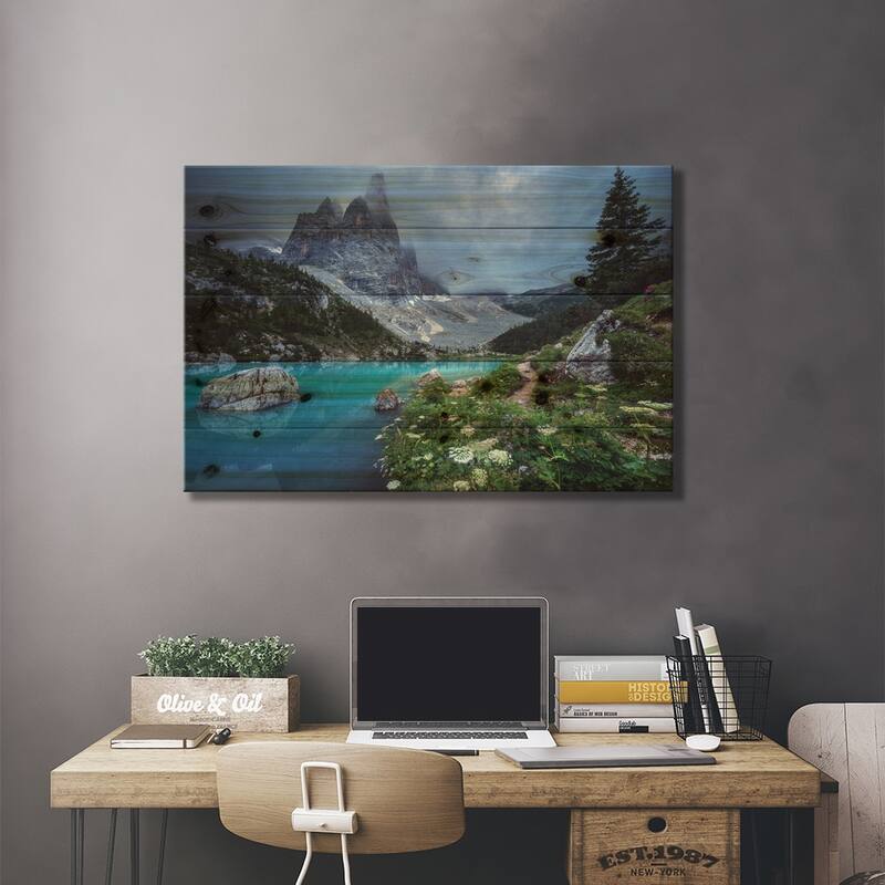 Veneto - Lago Di Sorapis Panorama Print On Wood by Jean Claude Castor - Multi-Color