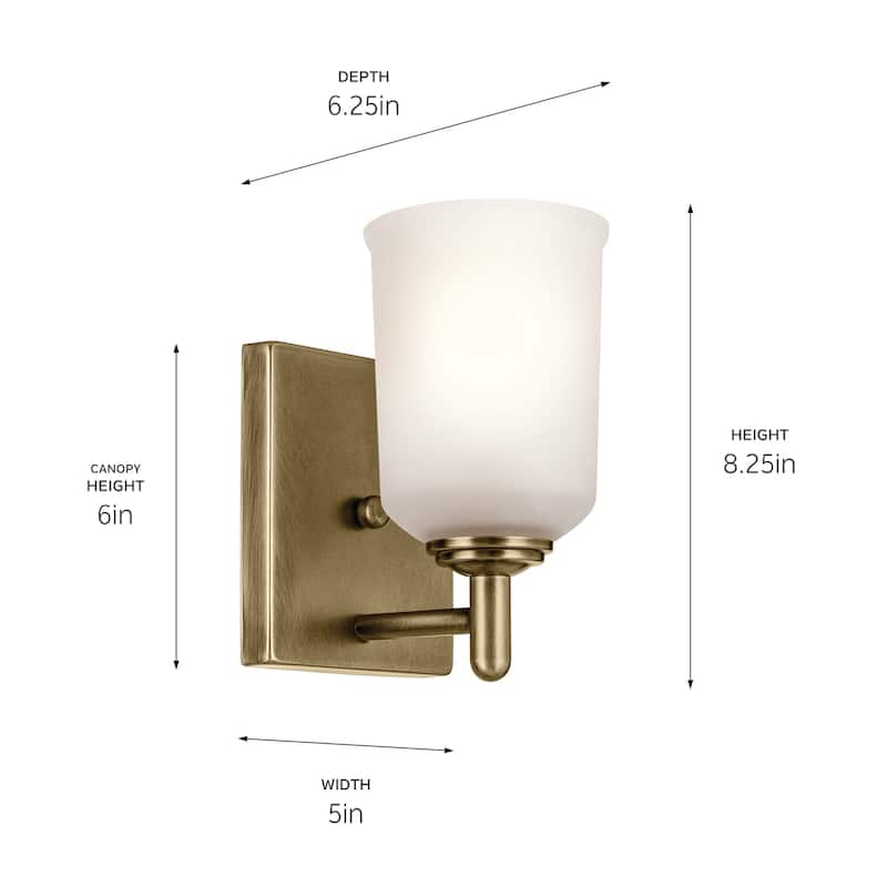 Kichler Lighting Shailene 1-Light Natural Brass Indoor Wall Sconce - 8.25
