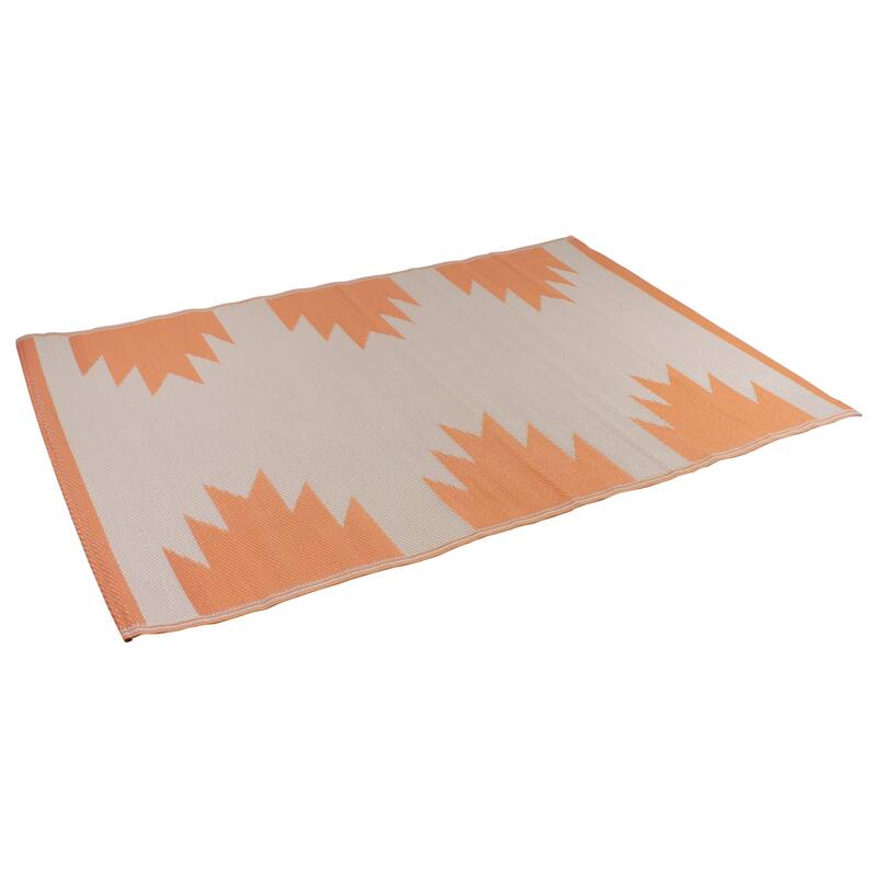 4' x 6' Orange and Beige Aztec Print Rectangular Outdoor Area Rug - 4' x 6'