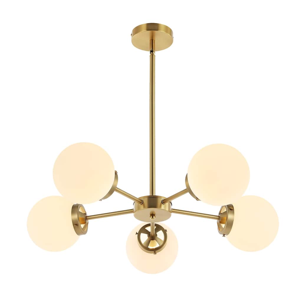 MLiAN 5-Light Sputnik Opal Glass Globe Shade Linear Chandelier for Indoor Height Adjustable - N/A