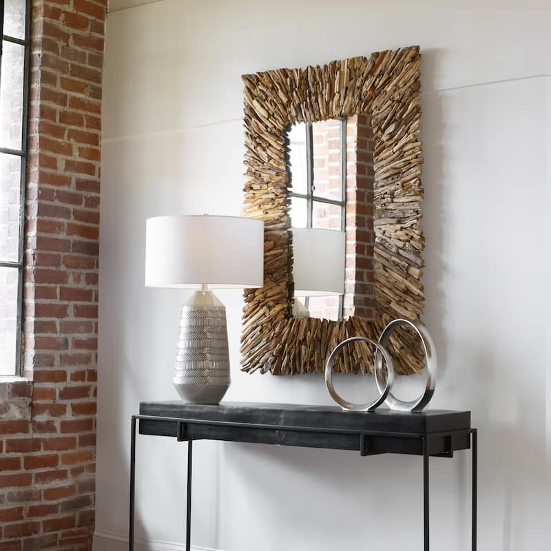 Teak Rectangular Wall Mirror - 51"