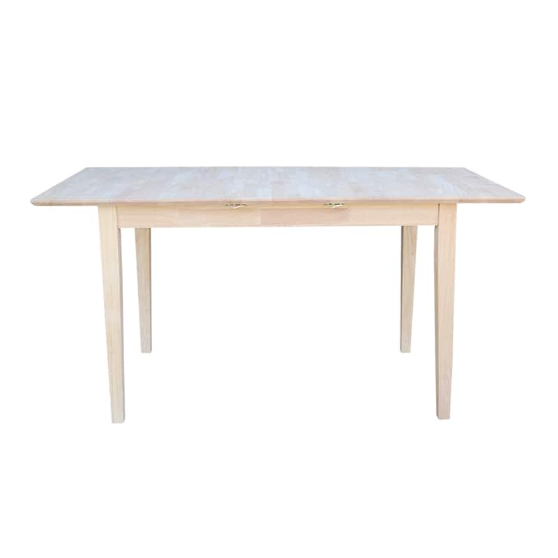 International Concepts 32-inch Wide Unfinished Shaker Style Parawood Dining Table with Butterfly Extension