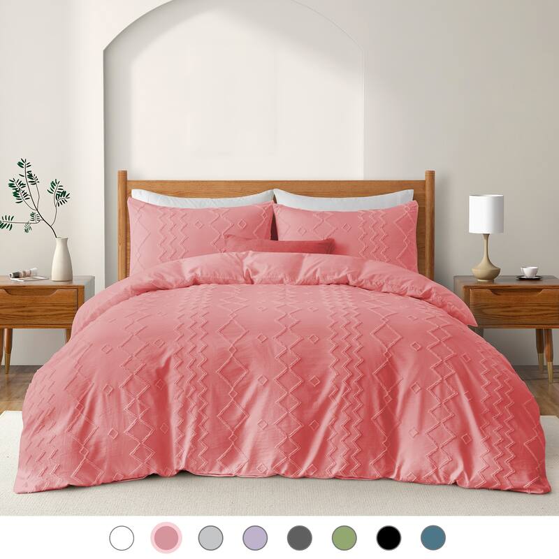 Clipped Jacquard Geometric Duvet Cover & Pillowcase Set