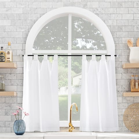 Archaeo Linen Cotton Blend Cafe Curtain Pair - 52" x 45"