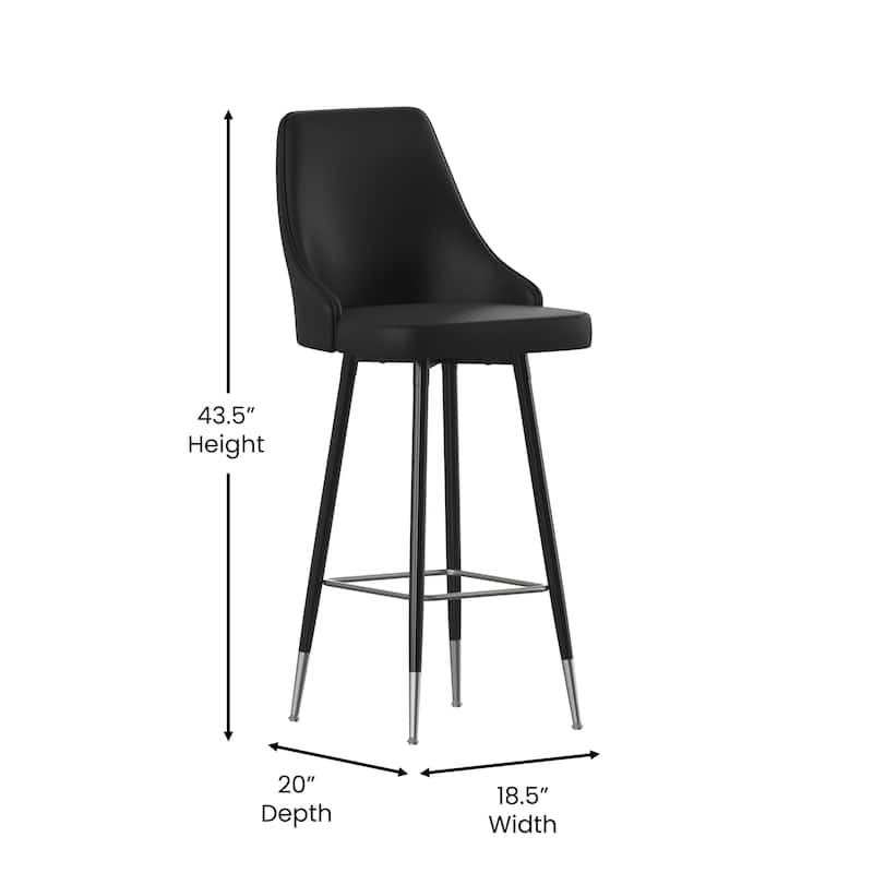 Commercial LeatherSoft Bar Height Stool with Metal Feet & Footrests - 2 Pack - 18.5"W x 20"D x 43.25"H