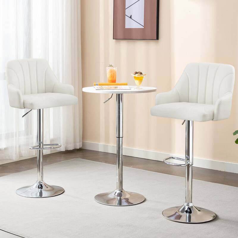 VECELO Set of 2 Adjustable Height Barstool with Footrest and Back Upholstered Bar or Counter Height Stool and Parts