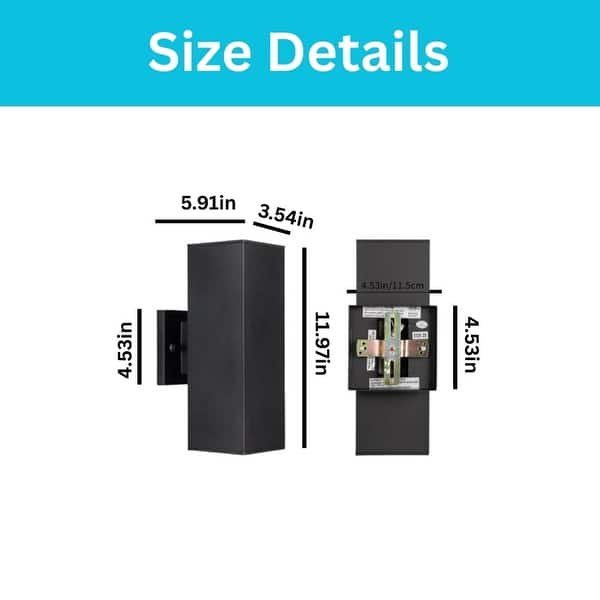 2 light porch light aluminum glass wall lighting matte black led sconces - N/A