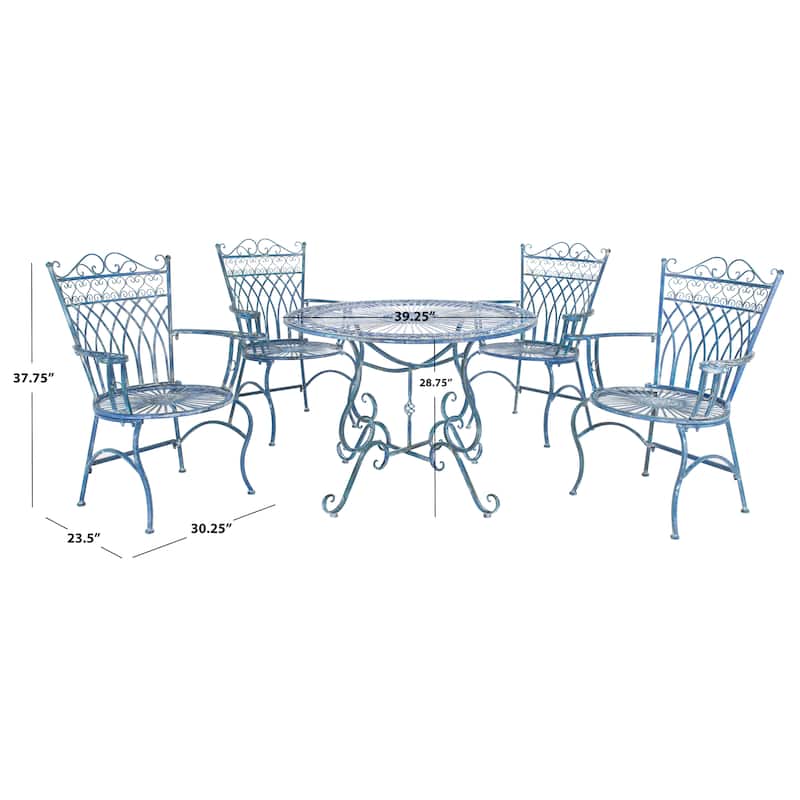 SAFAVIEH Jaylene Victorian Scroll Iron 5-Piece Outdoor Patio Set - 39Wx39Dx29H