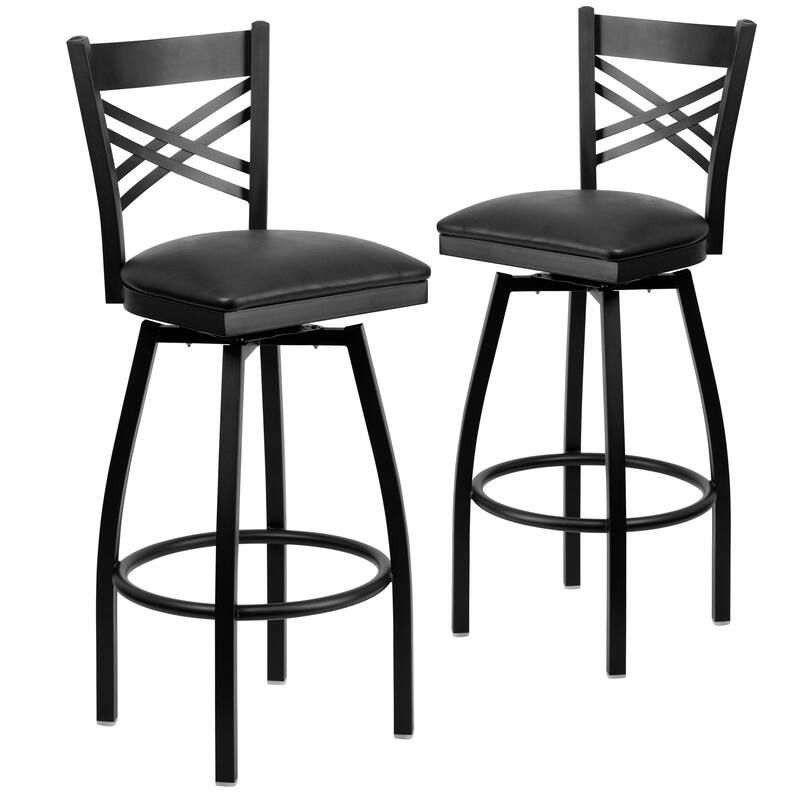 2 Pack ''X'' Back Swivel Metal Barstool - 16.5"W x 20.5"D x 44.5"H - 16.5"W x 20.5"D x 44.5"H